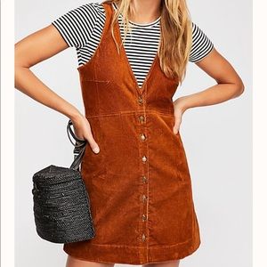 Free People Burnt Orange Corduroy Mini Dress